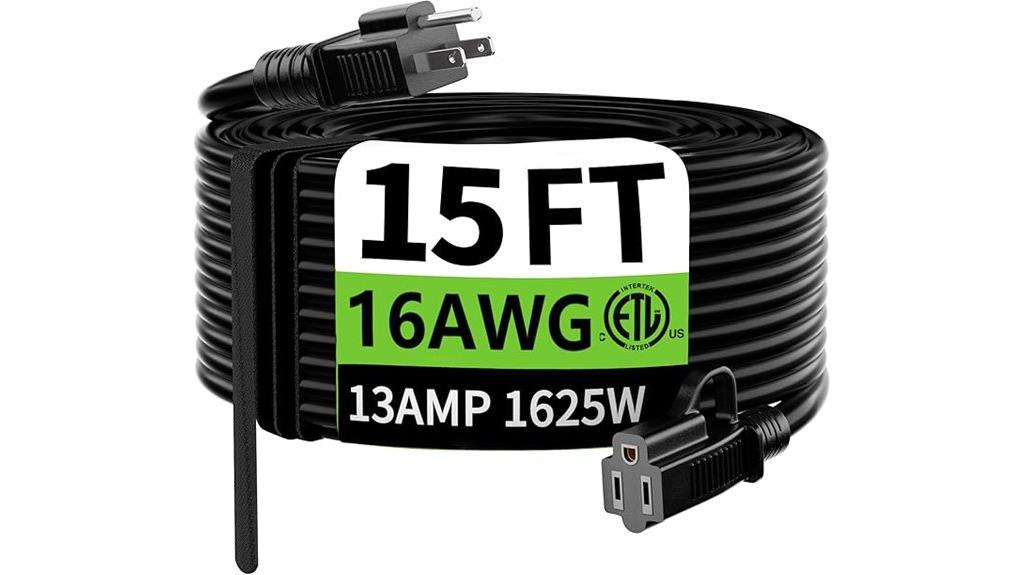 black 15 ft extension cord