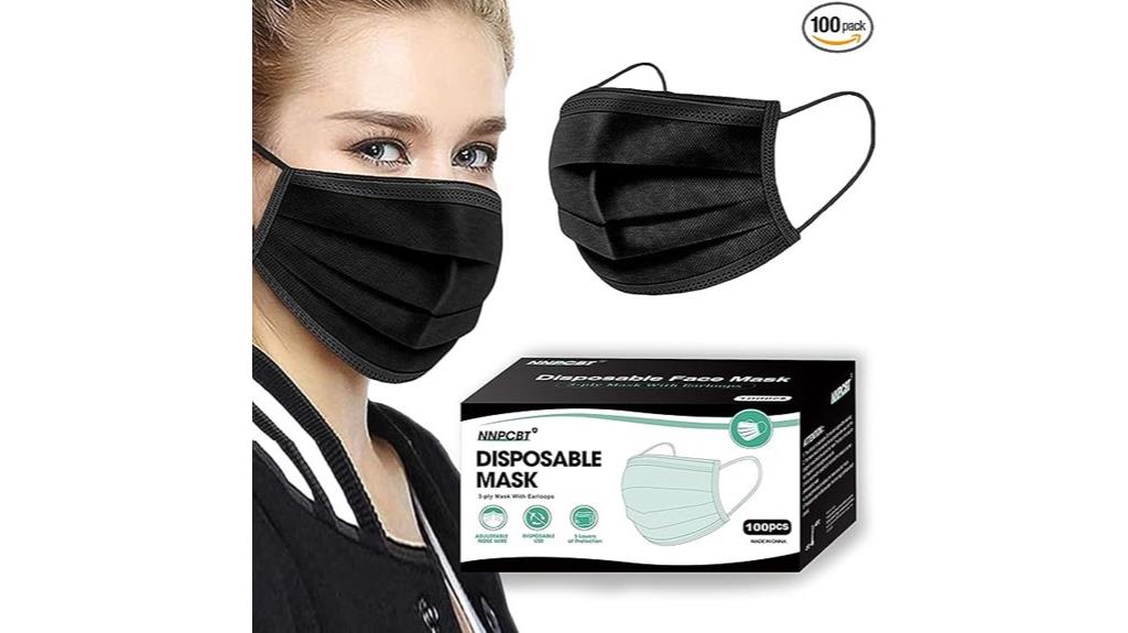 black disposable face masks