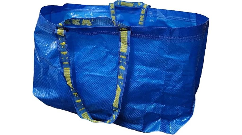large blue shopping bags