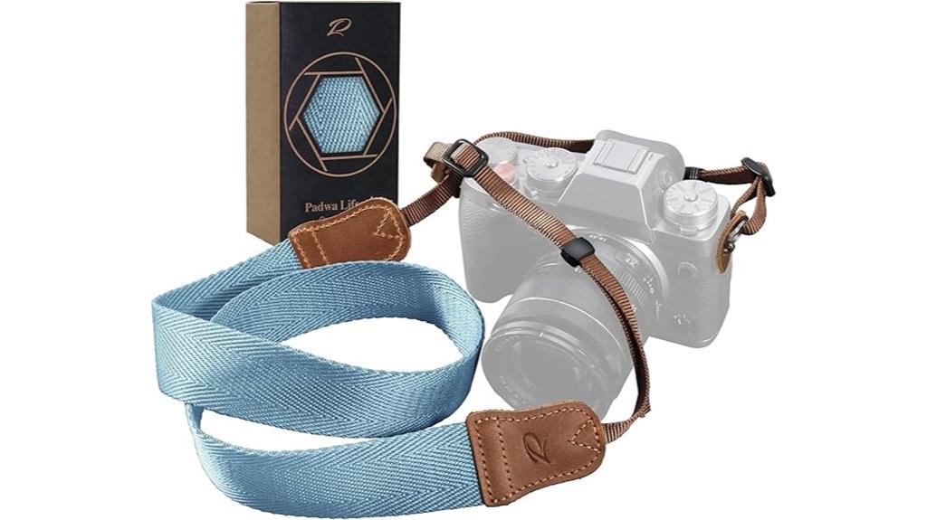 light blue dslr camera strap