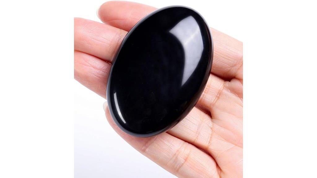 obsidian crystal palm stone