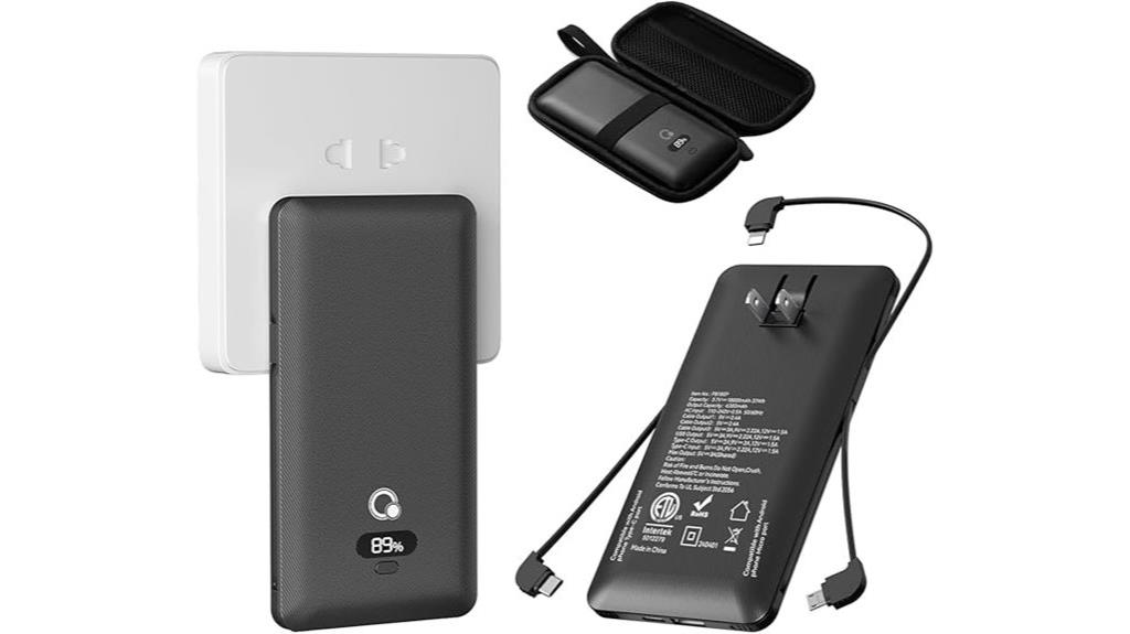 portable charger with cables