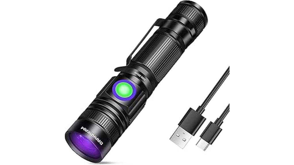rechargeable uv blacklight flashlight