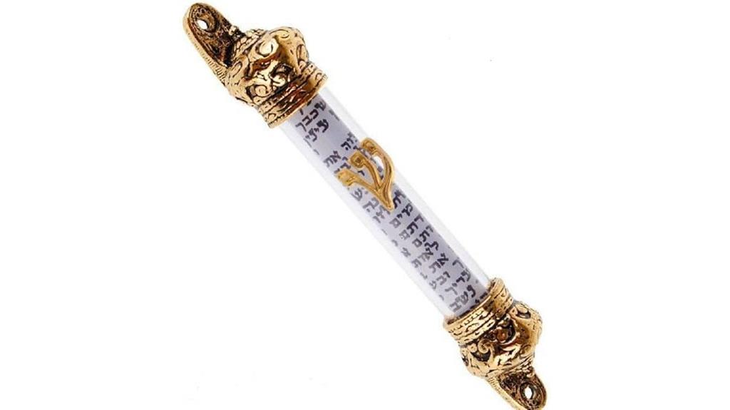 silver mezuzah with scroll