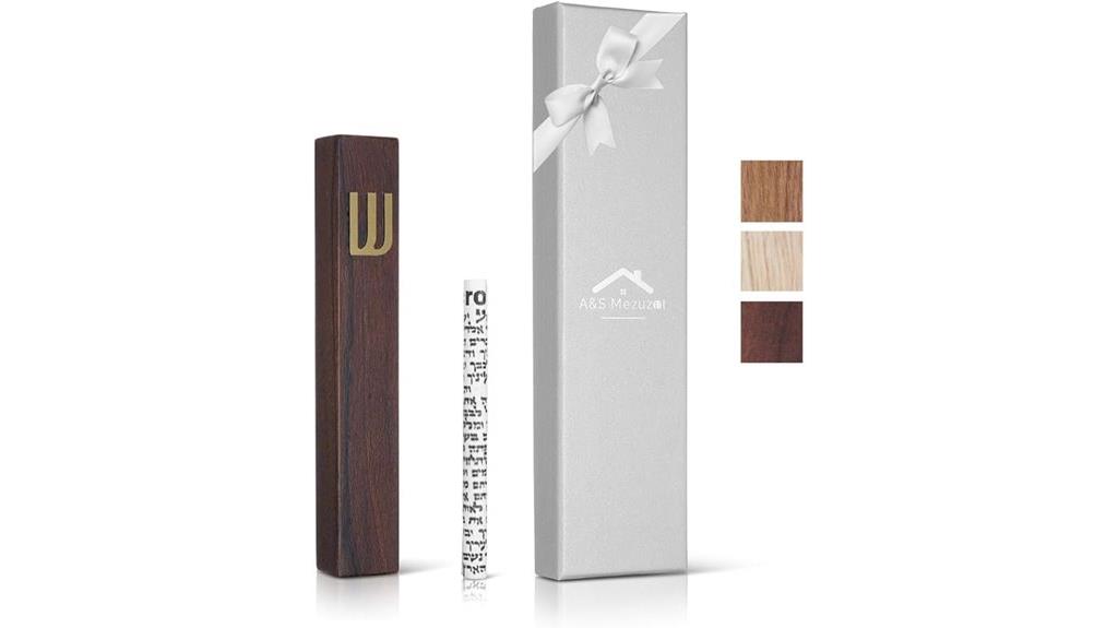 wooden mezuzah with scroll