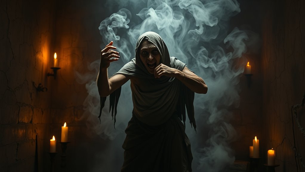 exaggerated possession spectacle portrayal