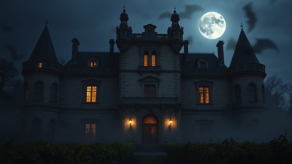 haunted castle with ghost