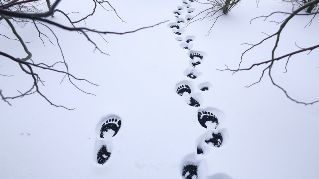 mysterious large dog footprints