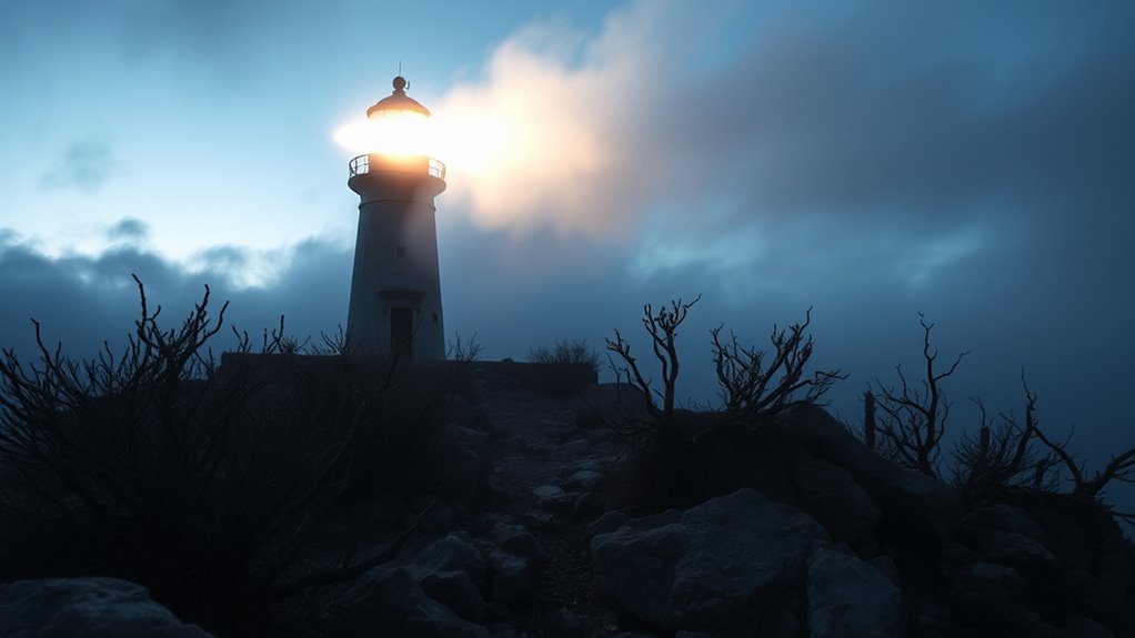 mysterious lighthouse flickering light