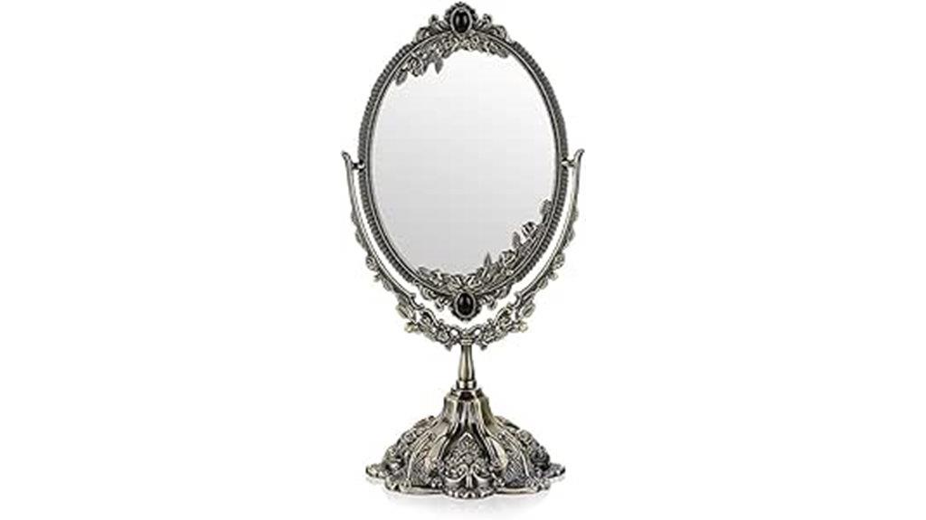 antique metal makeup mirror