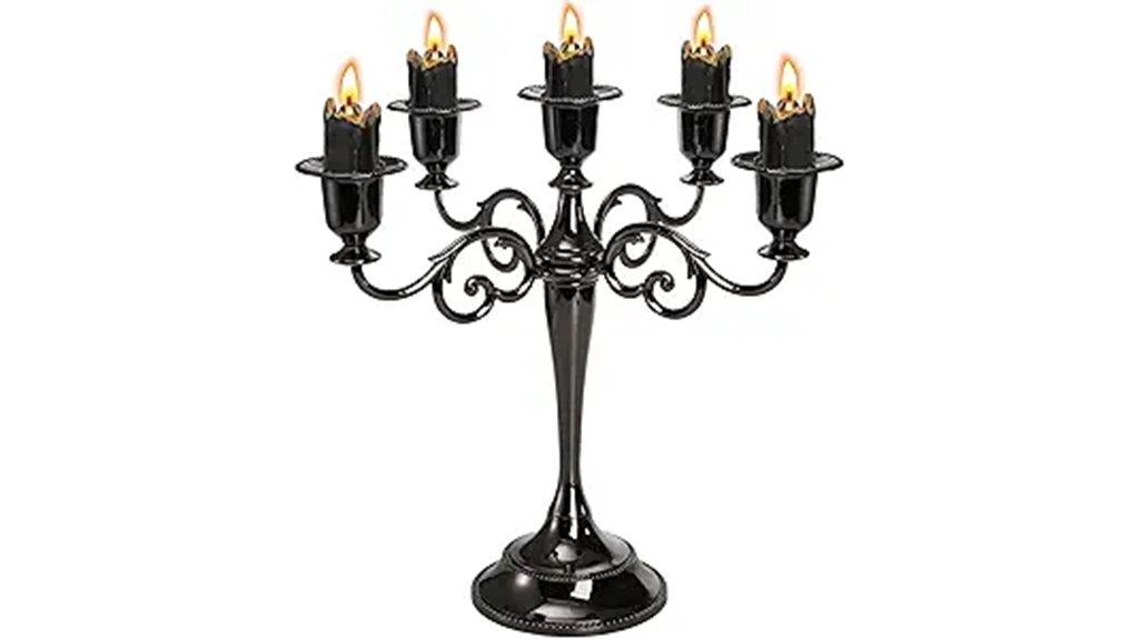 black five arm candle holder