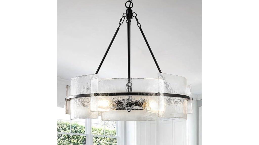 black textured glass chandelier