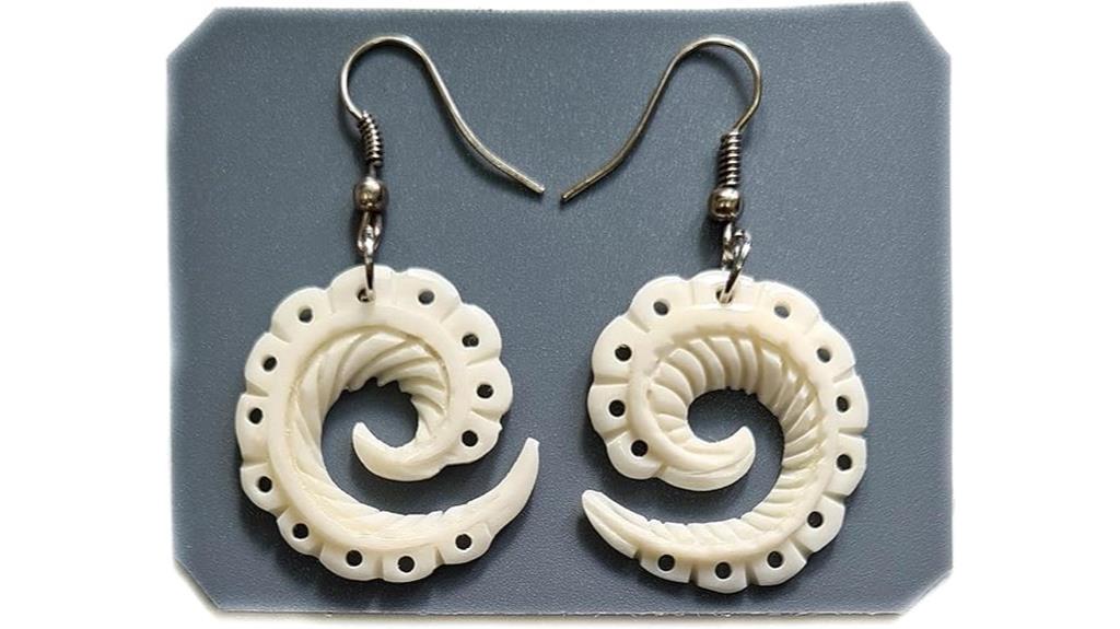 bone carved earrings