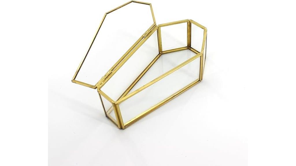 brass glass coffin jewelry