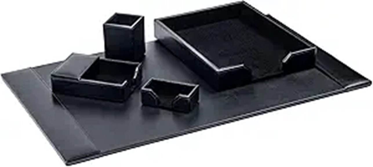 elegant black leather desk set