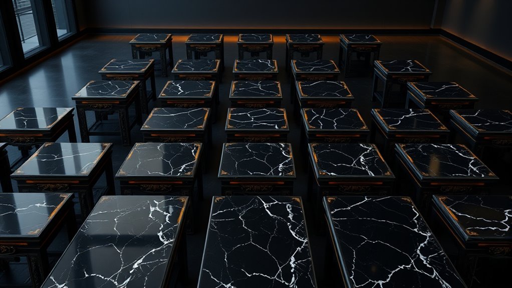 elegant black ritual tables