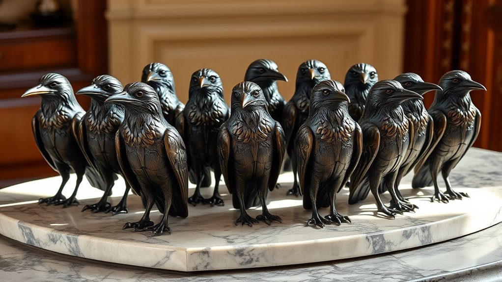 elegant bronze raven statues