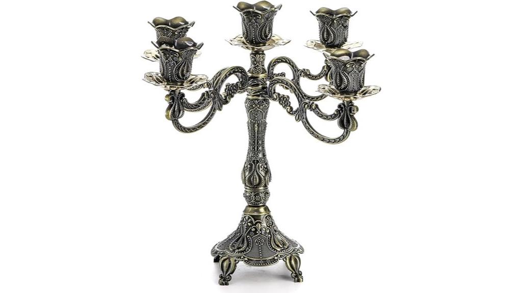 five candle metal candelabra