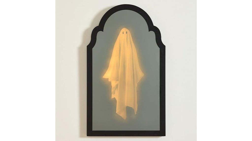 ghostly mirror with glowing eyes