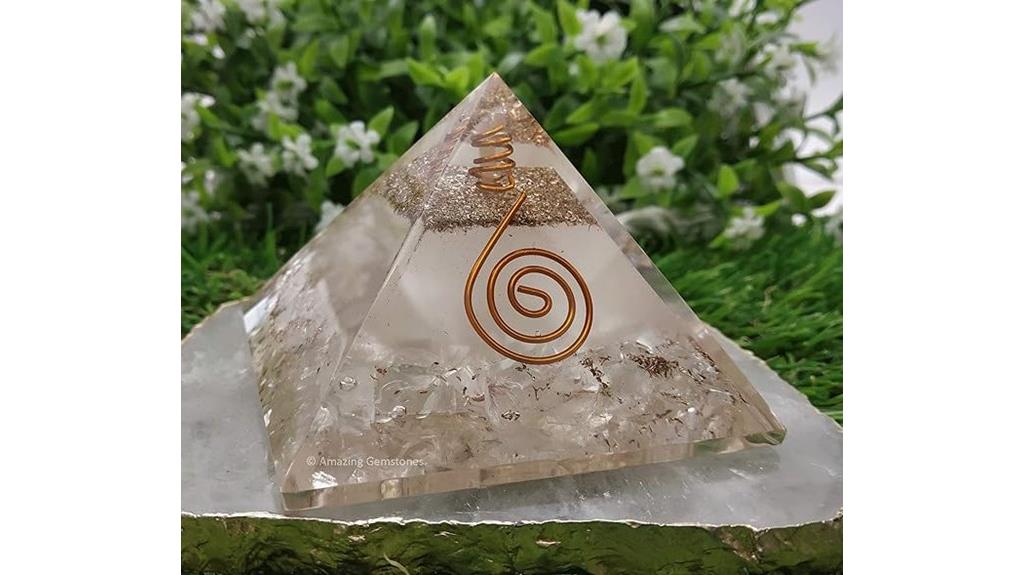 glowing clear quartz pyramid