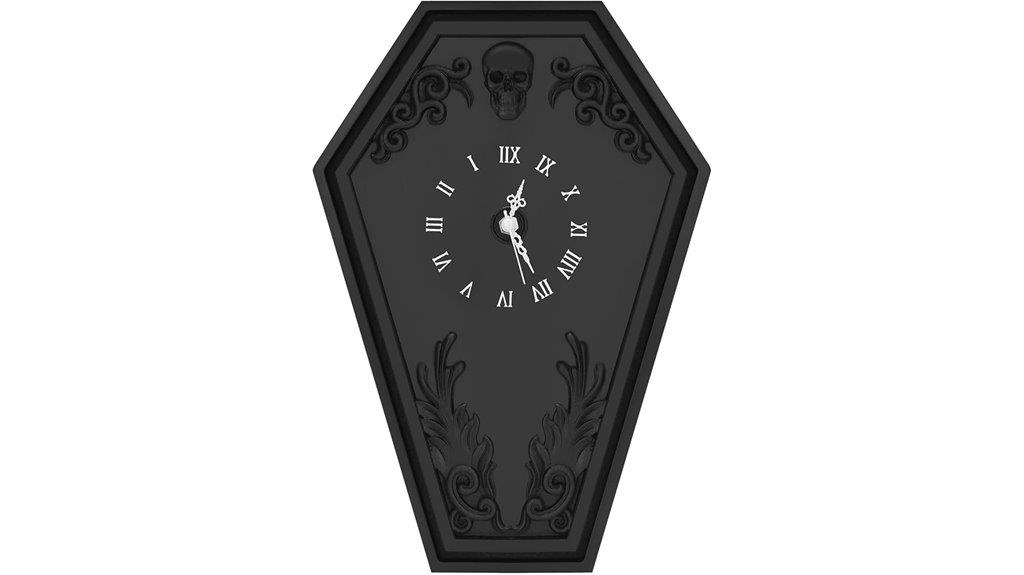 gothic coffin skull clock