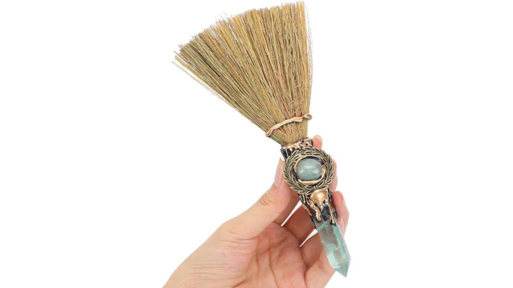 green crystal broom decor