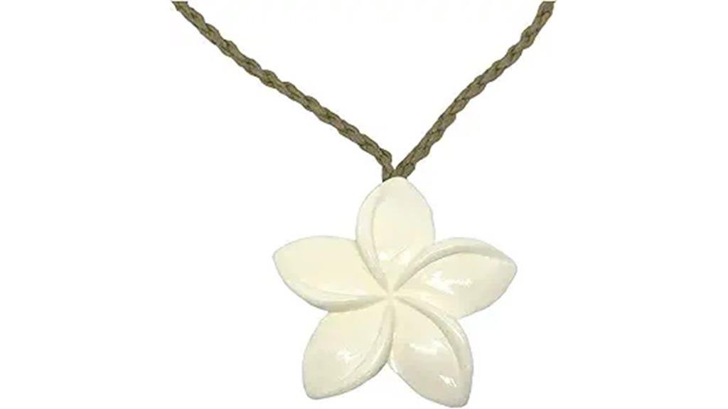 handcrafted bone plumeria necklace