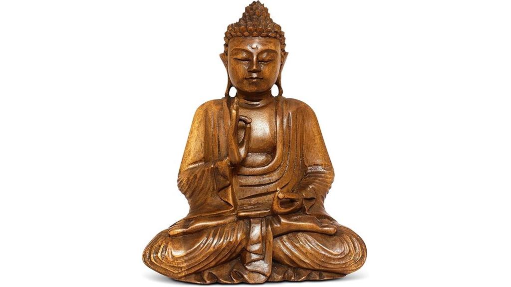 handcrafted wooden buddha sculpture