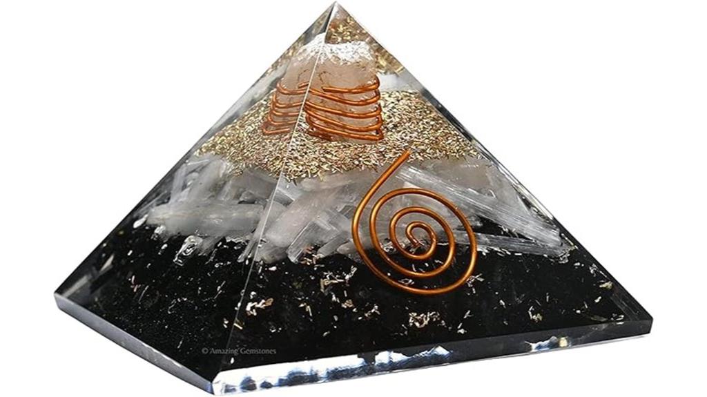 healing pyramid with crystals