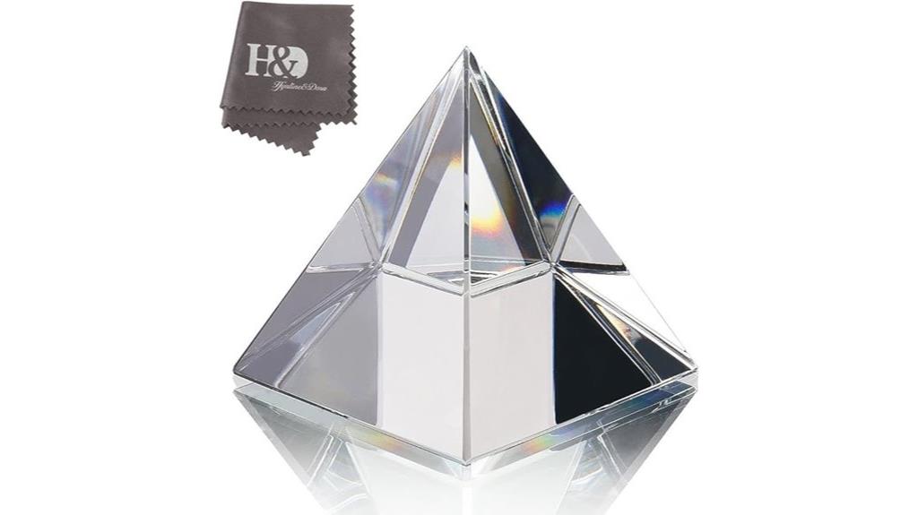 hyaline crystal pyramid paperweight