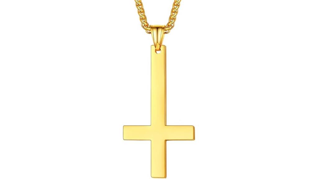 inverted cross steel necklace