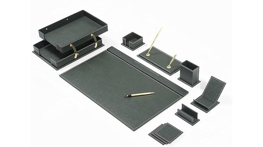 leather desk organizer set