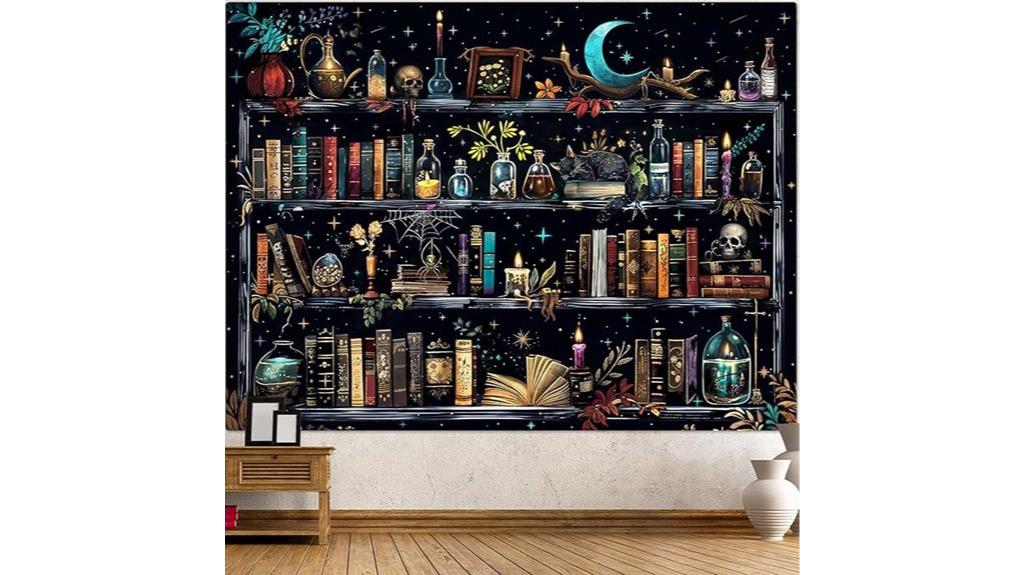 magical bookshelf tapestry decor