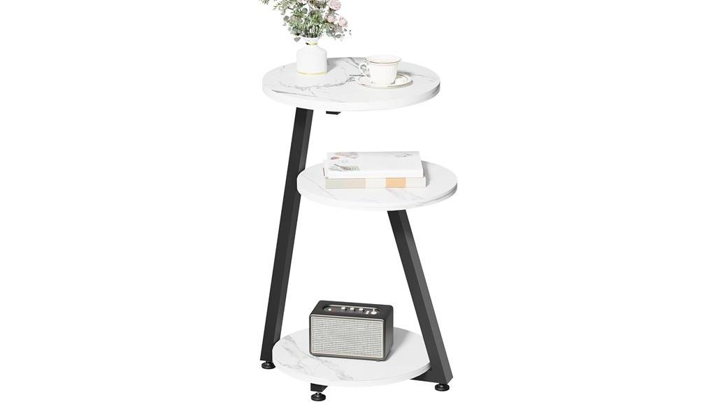 marble metal 3 tier nightstand
