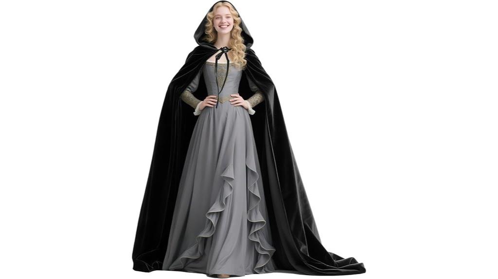 medieval velvet hooded cape