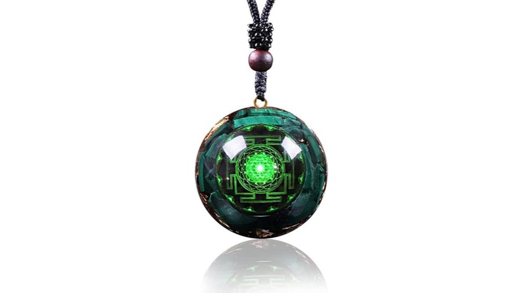 orgone malachite crystal pendant