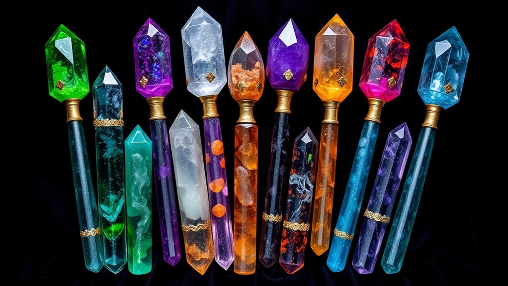 rare gemstone crystal wands