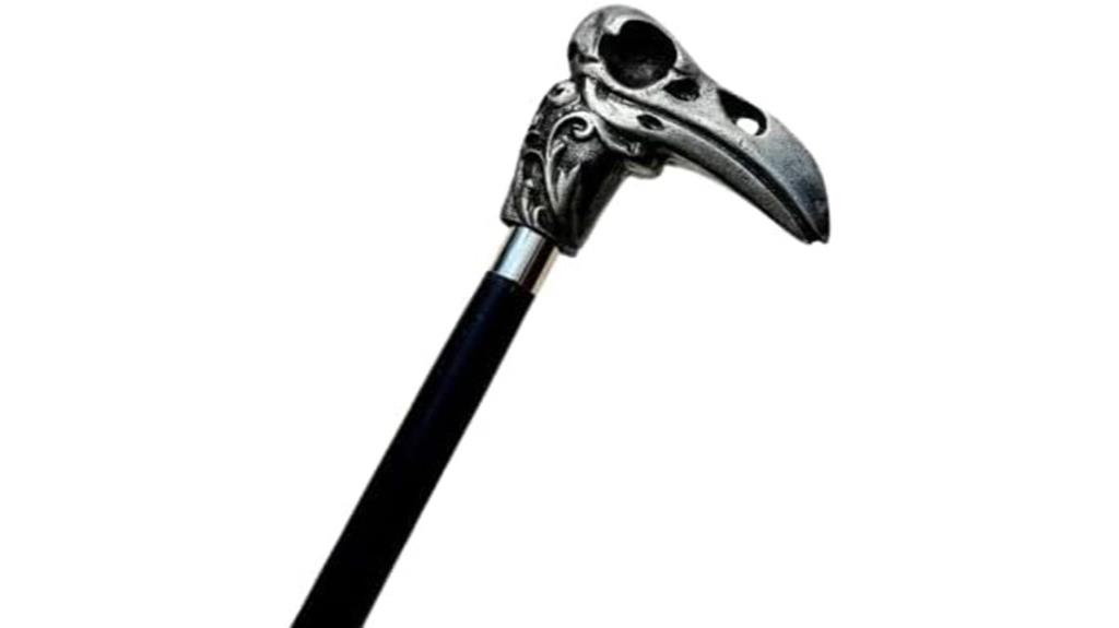 raven skull wooden cane