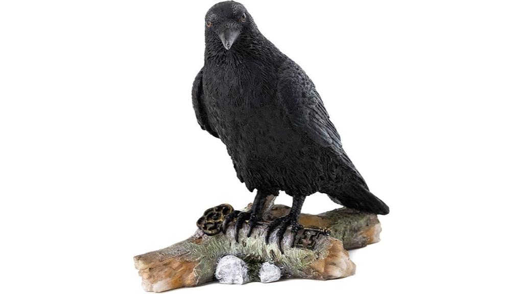 raven statue on branch