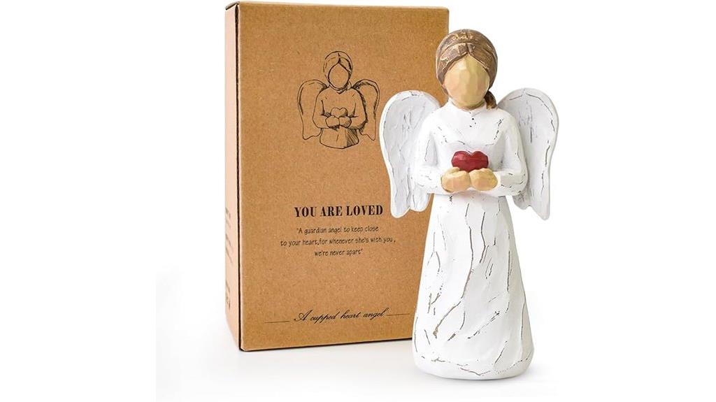 resin angel holding heart