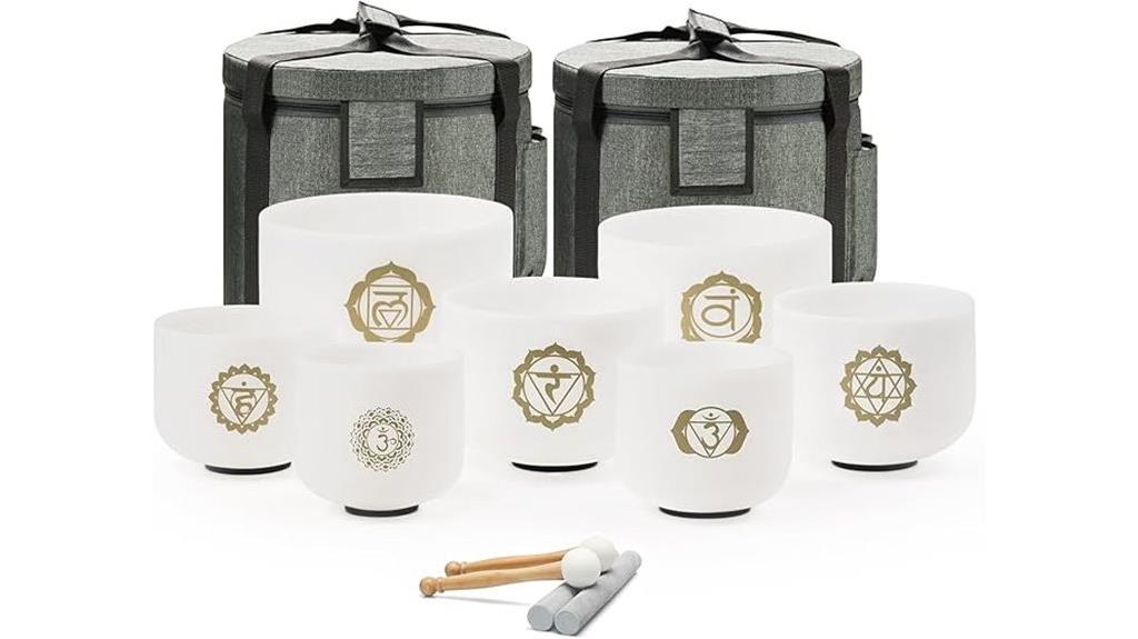 seven crystal singing bowls