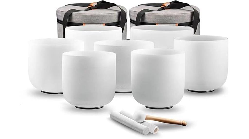 seven quartz singing bowls