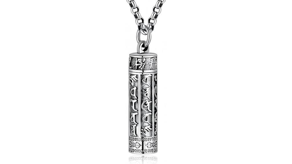 silver buddhist prayer necklace