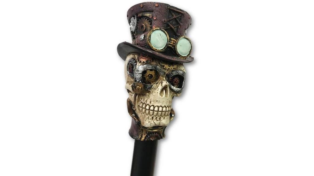 steampunk skull walking cane
