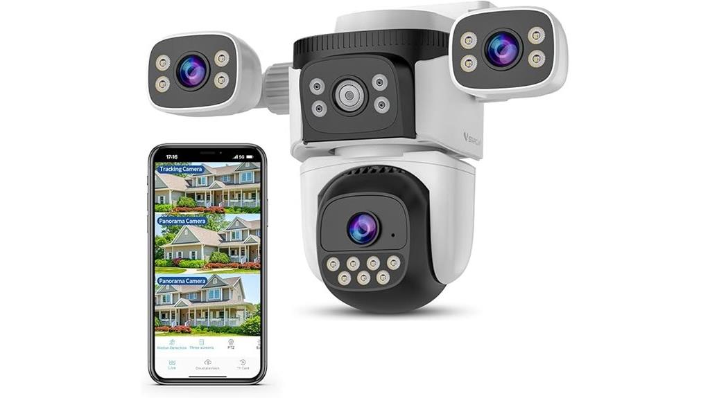 three lens outdoor security camera