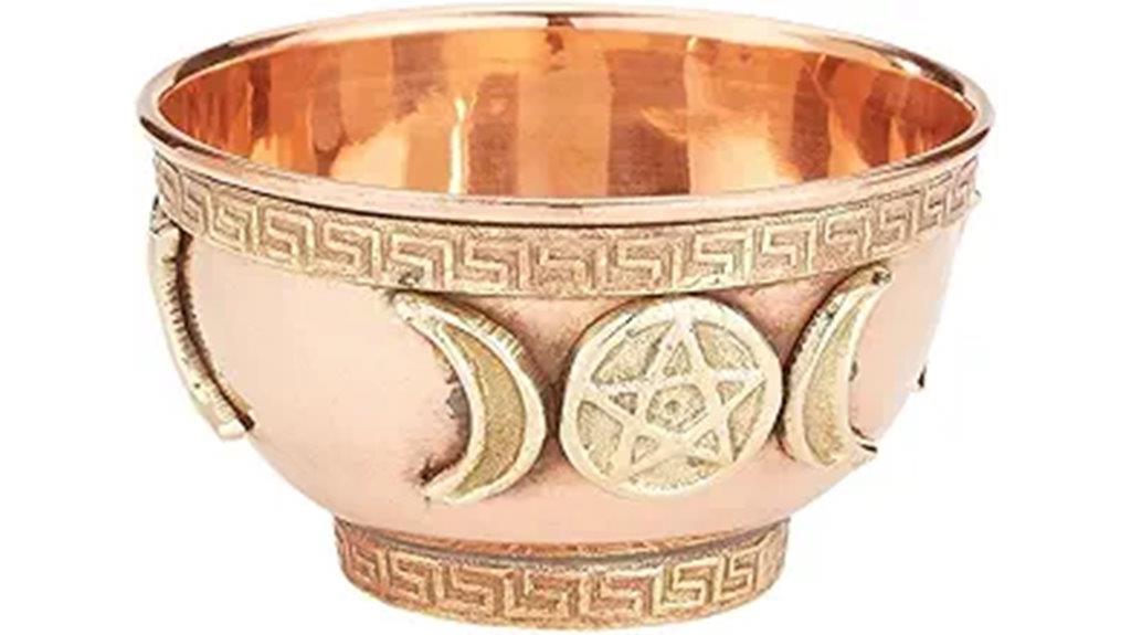 triple moon copper ritual bowl