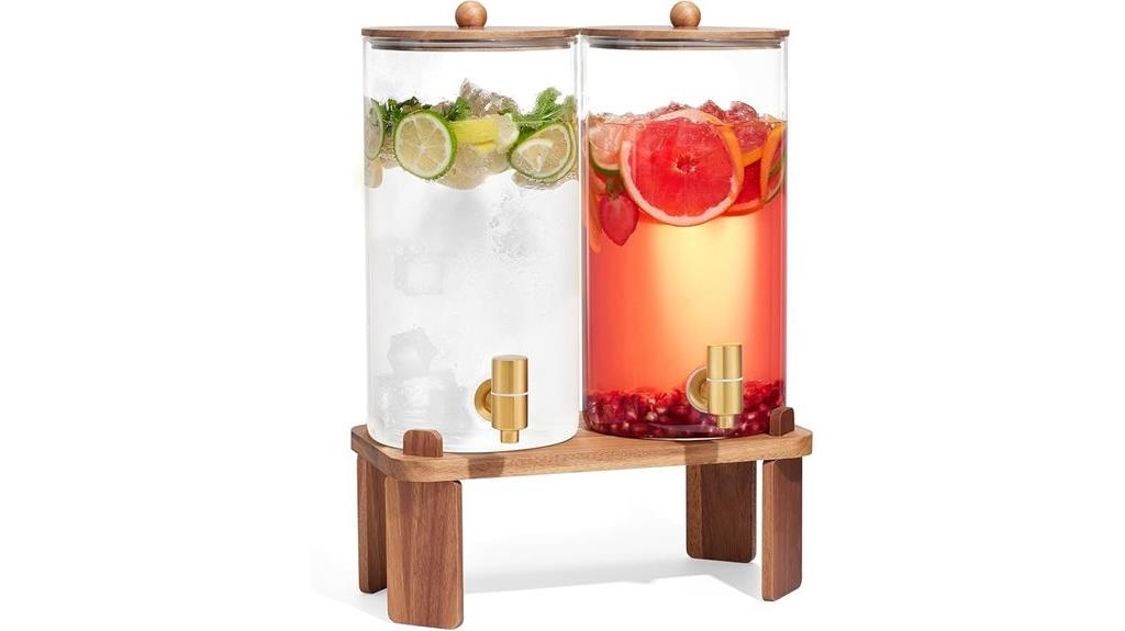 two glass dispensers stand