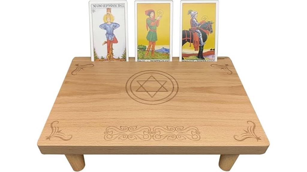 wooden tarot altar table