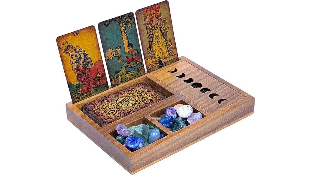 wooden tarot card storage