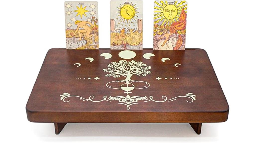 wooden tarot meditation table